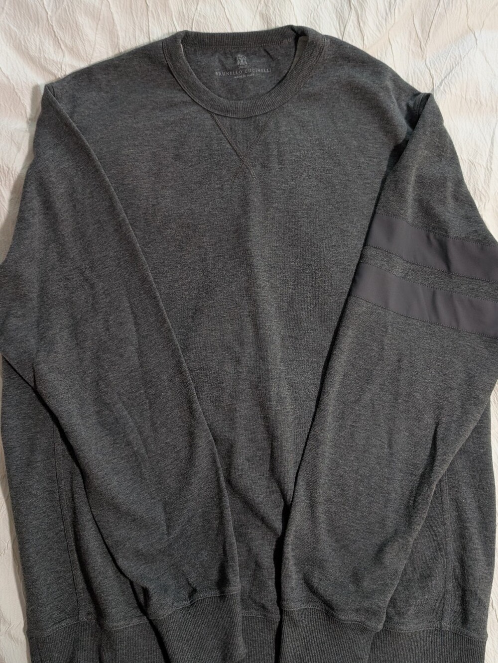 Brunello Cucinelli Men’s Crew Neck Sweater – XL – Charcoal Gray